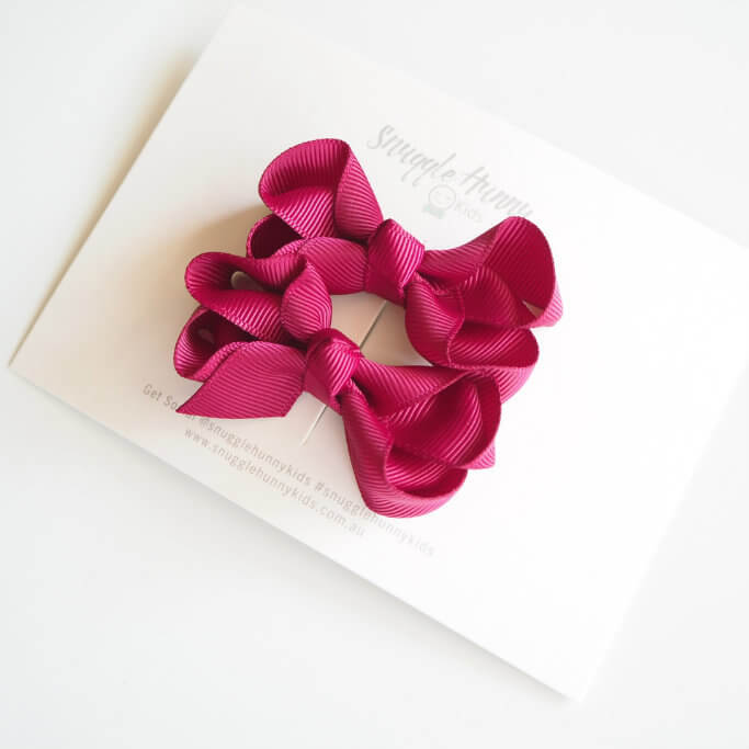 Burgundy Wine Clip Bow - Small Piggy Tail Pair